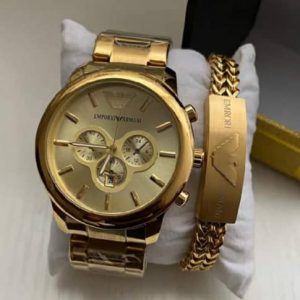 Best Men Gold Wrist Watch And Bracelet
