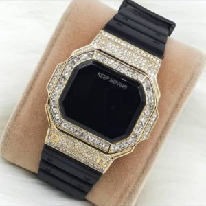 Rubber Hand Iced Stone Watch